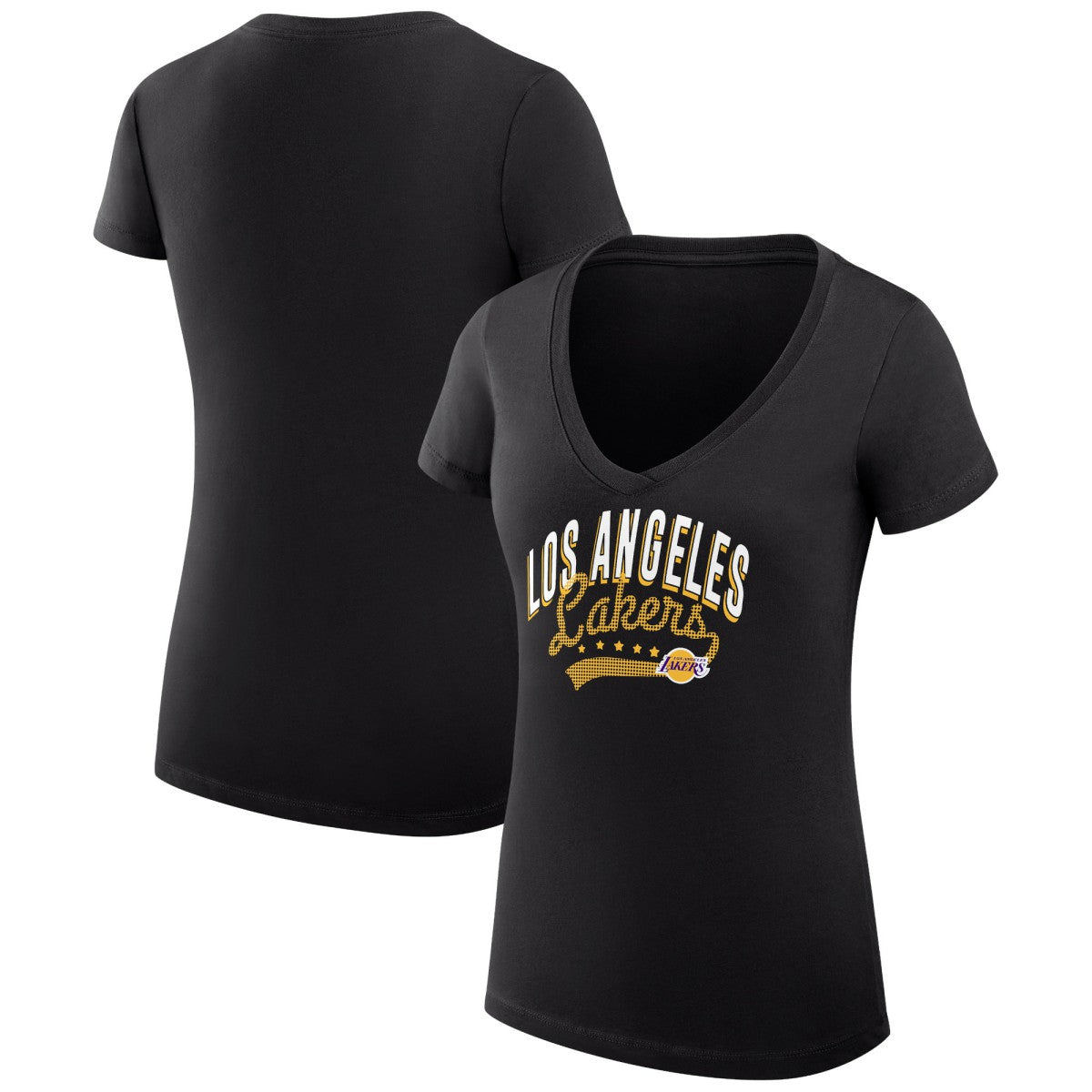 NBA Los Angeles Lakers G-III 4Her by Carl Banks Women's Super-Slim Fit Lightweight Filigree Logo V-Neck T-Shirt
