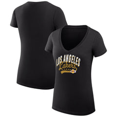 NBA Los Angeles Lakers G-III 4Her by Carl Banks Women's Super-Slim Fit Lightweight Filigree Logo V-Neck T-Shirt