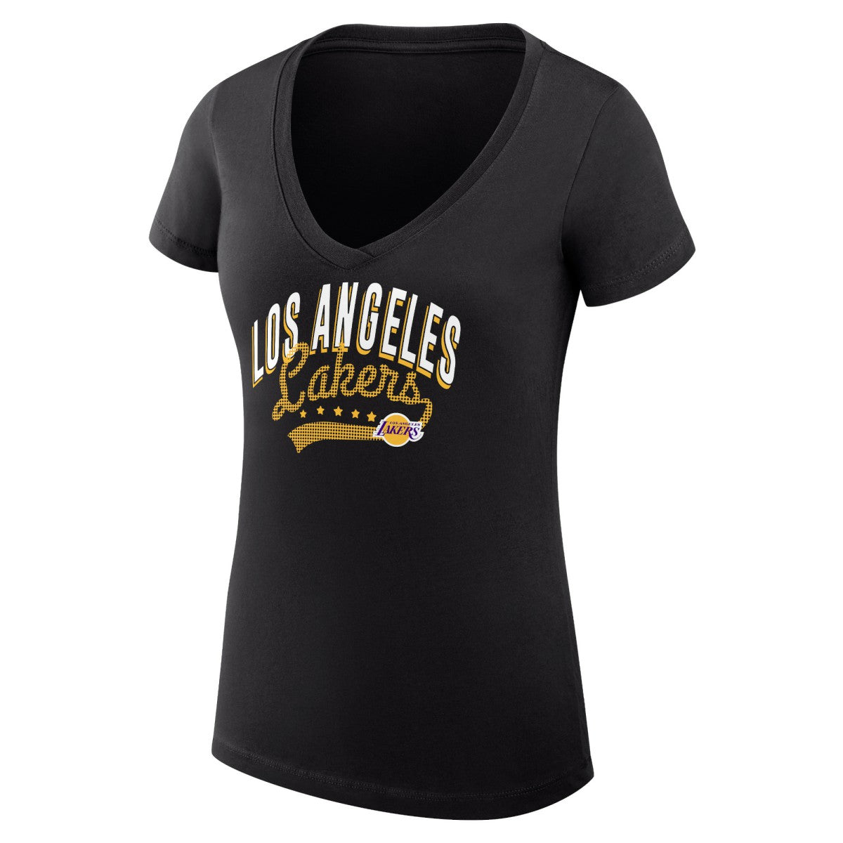 NBA Los Angeles Lakers G-III 4Her by Carl Banks Women's Super-Slim Fit Lightweight Filigree Logo V-Neck T-Shirt
