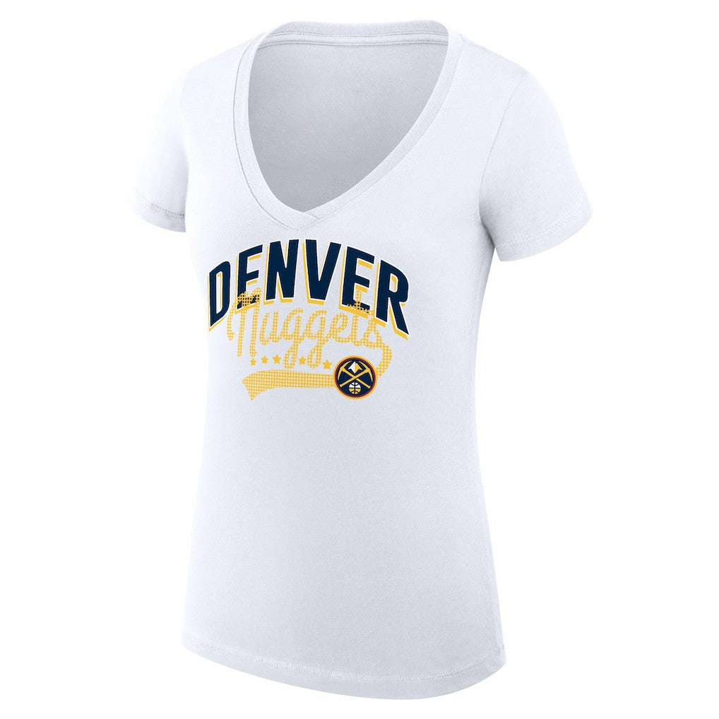 NBA Denver Nuggets G-III 4Her by Carl Banks Women's Super-Slim Fit Lightweight Filigree Logo V-Neck T-Shirt sale