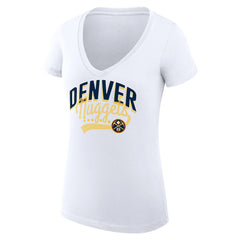 NBA Denver Nuggets G-III 4Her by Carl Banks Women's Super-Slim Fit Lightweight Filigree Logo V-Neck T-Shirt sale