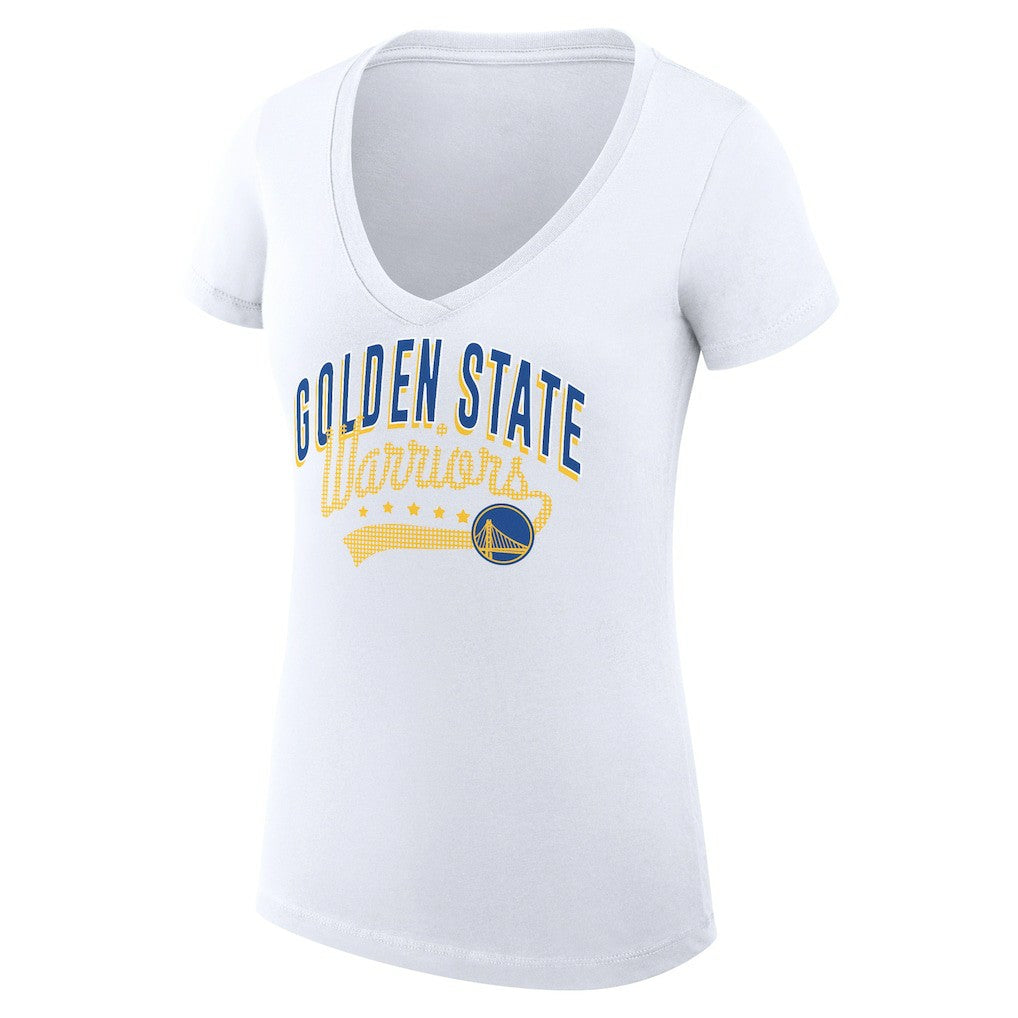 NBA Golden State Warriors G-III 4Her by Carl Banks Women's Super-Slim Fit Lightweight Filigree Logo V-Neck T-Shirt sale