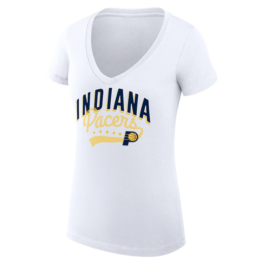 NBA Indiana Pacers G-III 4Her by Carl Banks Women's Super-Slim Fit Lightweight Filigree Logo V-Neck T-Shirt - White discount