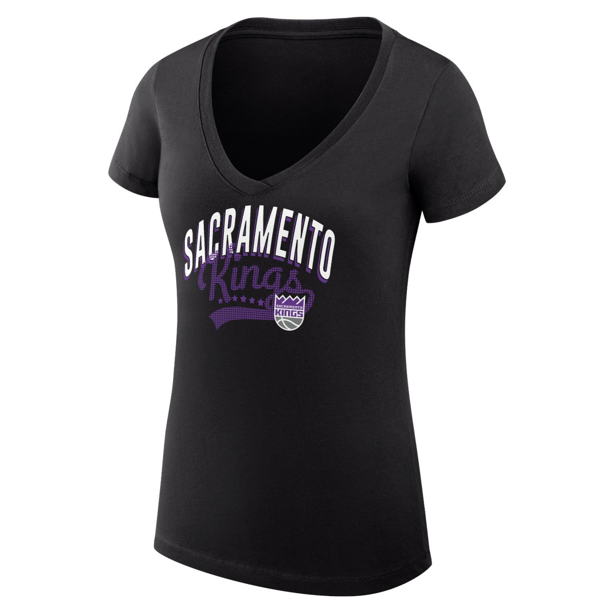 NBA Sacramento Kings G-III 4Her by Carl Banks Women's Super-Slim Fit Lightweight Filigree Logo V-Neck T-Shirt