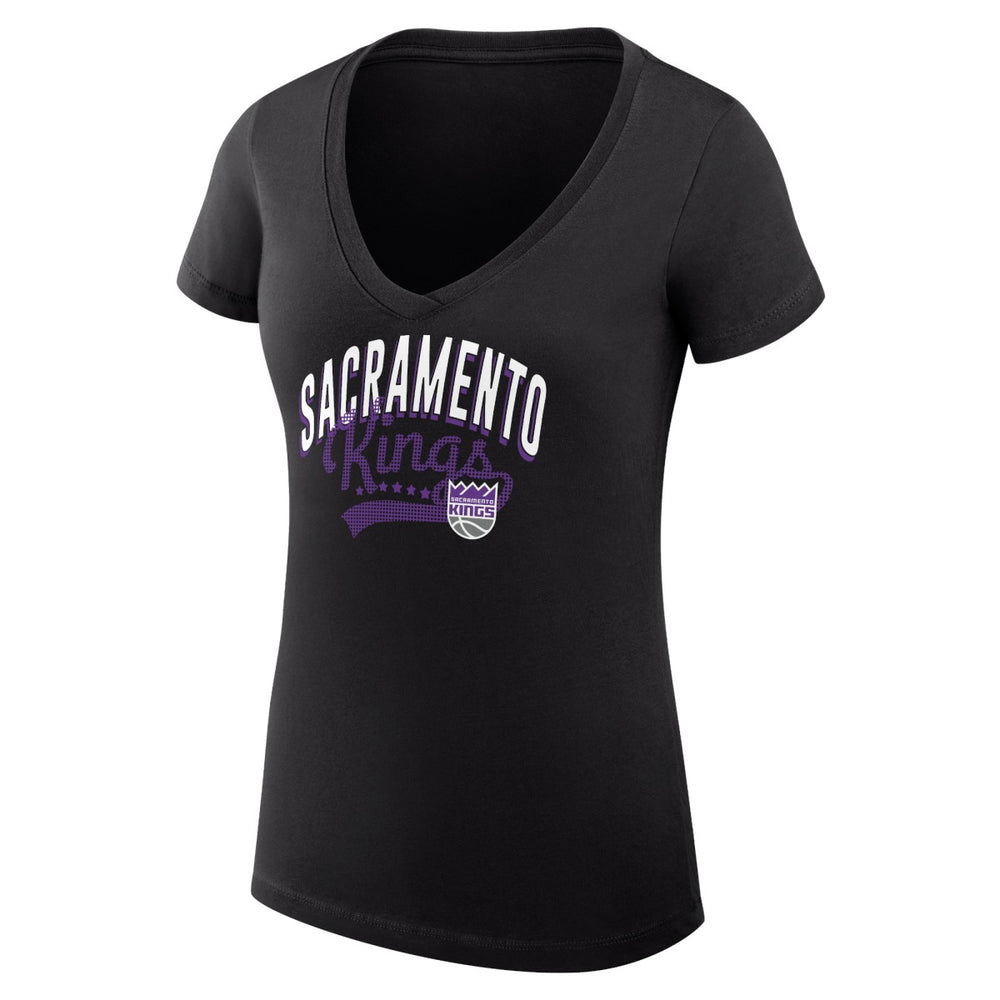 NBA Sacramento Kings G-III 4Her by Carl Banks Women's Super-Slim Fit Lightweight Filigree Logo V-Neck T-Shirt