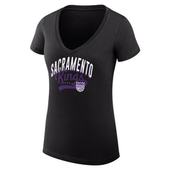 NBA Sacramento Kings G-III 4Her by Carl Banks Women's Super-Slim Fit Lightweight Filigree Logo V-Neck T-Shirt