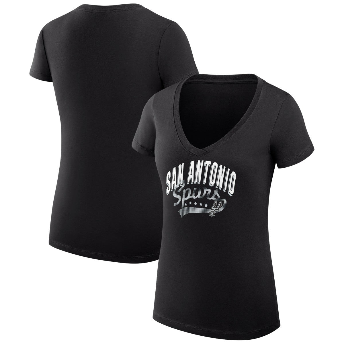 NBA San Antonio Spurs G-III 4Her by Carl Banks Women's Super-Slim Fit Lightweight Filigree Logo V-Neck T-Shirt