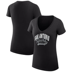 NBA San Antonio Spurs G-III 4Her by Carl Banks Women's Super-Slim Fit Lightweight Filigree Logo V-Neck T-Shirt