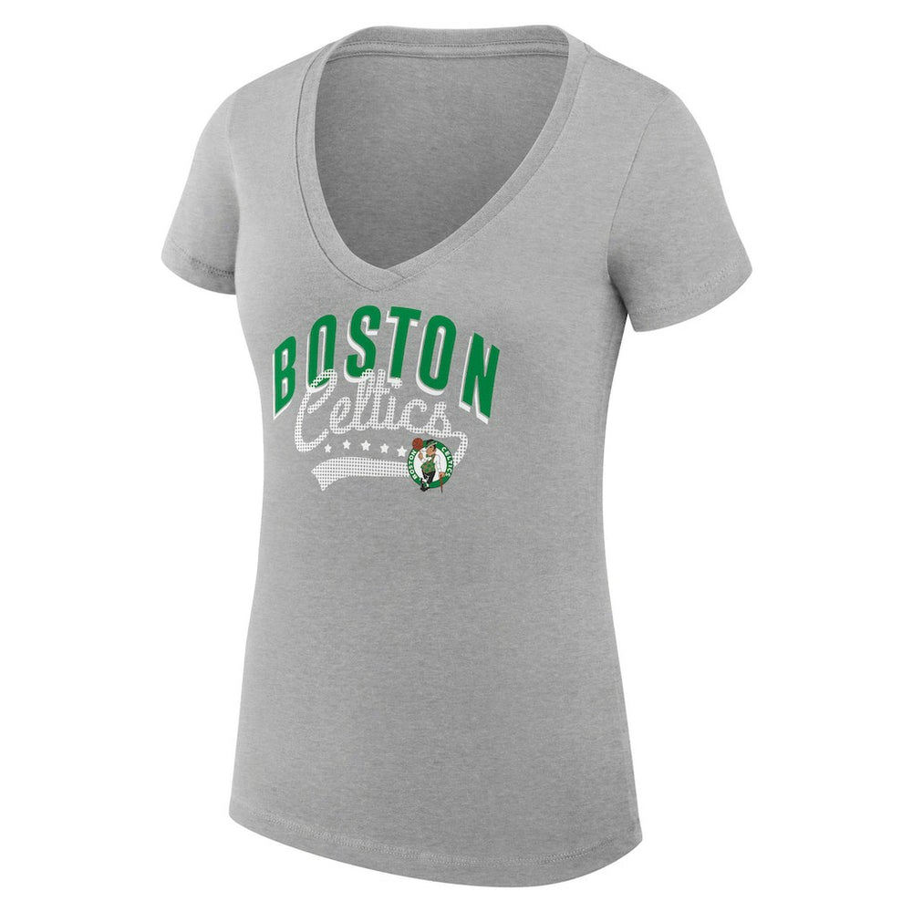 NBA Boston Celtics G-III 4Her by Carl Banks Women's Super-Slim Fit Lightweight Filigree Logo V-Neck T-Shirt