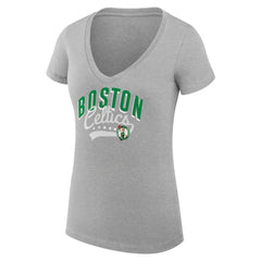 NBA Boston Celtics G-III 4Her by Carl Banks Women's Super-Slim Fit Lightweight Filigree Logo V-Neck T-Shirt