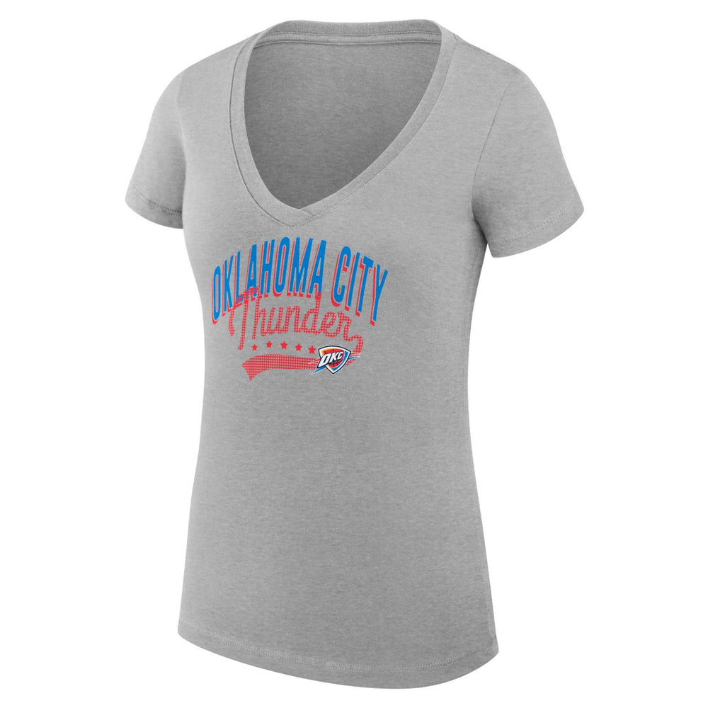 NBA Oklahoma City Thunder G-III 4Her by Carl Banks Women's Super-Slim Fit Lightweight Filigree Logo V-Neck T-Shirt