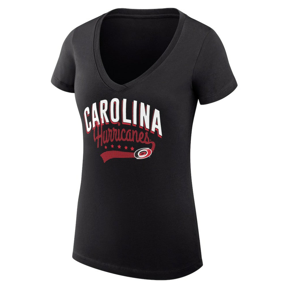 NHL  Carolina Hurricanes G-III 4Her by Carl Banks Women's Super-Slim Fit Lightweight Filigree Logo V-Neck T-Shirt – Black