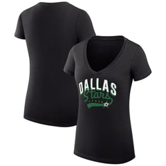 NHL  Dallas Stars G-III 4Her by Carl Banks Women's Super-Slim Fit Lightweight Filigree Logo V-Neck T-Shirt – Black