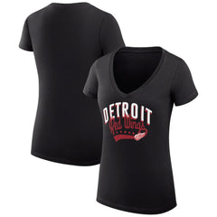 NHL  Detroit Red Wings G-III 4Her by Carl Banks Women's Super-Slim Fit Lightweight Filigree Logo V-Neck T-Shirt – Black