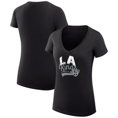 NHL  Los Angeles Kings G-III 4Her by Carl Banks Women's Super-Slim Fit Lightweight Filigree Logo V-Neck T-Shirt – Black