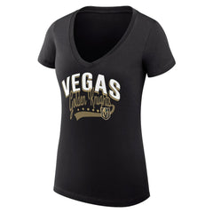 NHL  Vegas Golden Knights G-III 4Her by Carl Banks Women's Super-Slim Fit Lightweight Filigree Logo V-Neck T-Shirt – Black