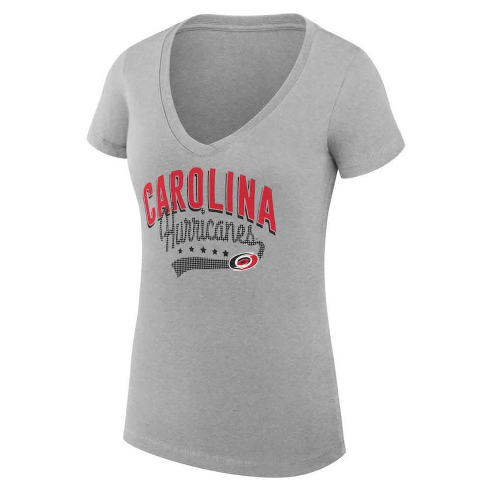 NHL  Carolina Hurricanes G-III 4Her by Carl Banks Women's Super-Slim Fit Lightweight Filigree Logo V-Neck T-Shirt – Gray