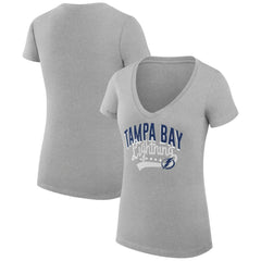 NHL  Tampa Bay Lightning G-III 4Her by Carl Banks Women's Super-Slim Fit Lightweight Filigree Logo V-Neck T-Shirt – Gray