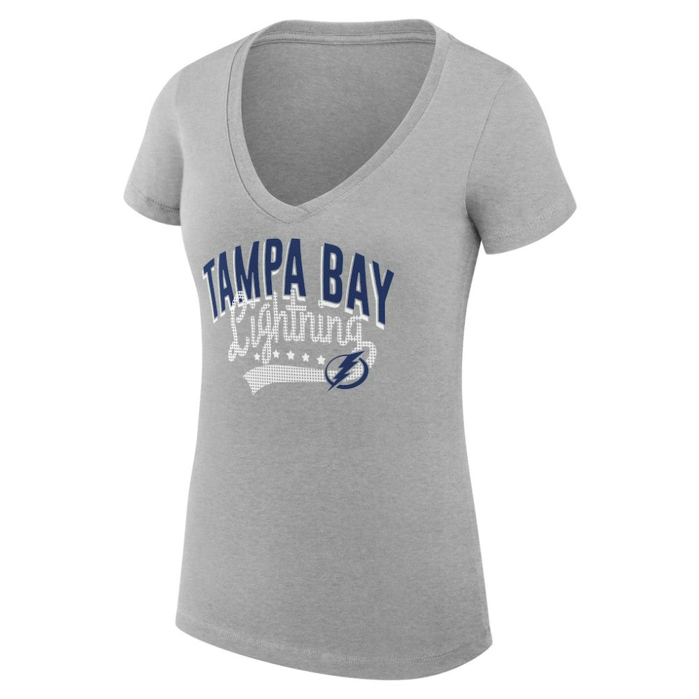 NHL  Tampa Bay Lightning G-III 4Her by Carl Banks Women's Super-Slim Fit Lightweight Filigree Logo V-Neck T-Shirt – Gray
