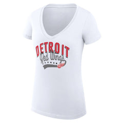 NHL  Detroit Red Wings G-III 4Her by Carl Banks Women's Super-Slim Fit Lightweight Filigree Logo V-Neck T-Shirt – White