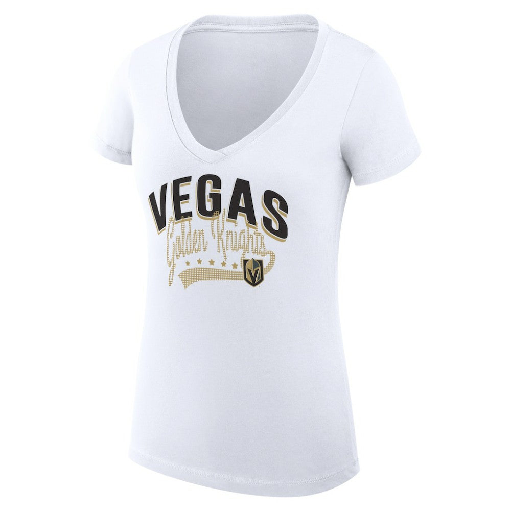 NHL  Vegas Golden Knights G-III 4Her by Carl Banks Women's Super-Slim Fit Lightweight Filigree Logo V-Neck T-Shirt – White