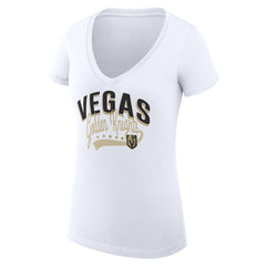 NHL  Vegas Golden Knights G-III 4Her by Carl Banks Women's Super-Slim Fit Lightweight Filigree Logo V-Neck T-Shirt – White