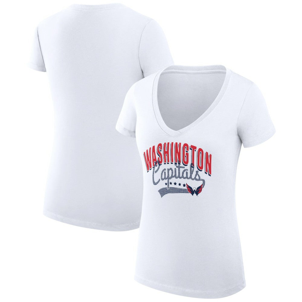 NHL  Washington Capitals G-III 4Her by Carl Banks Women's Super-Slim Fit Lightweight Filigree Logo V-Neck T-Shirt – White