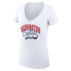 NHL  Washington Capitals G-III 4Her by Carl Banks Women's Super-Slim Fit Lightweight Filigree Logo V-Neck T-Shirt – White