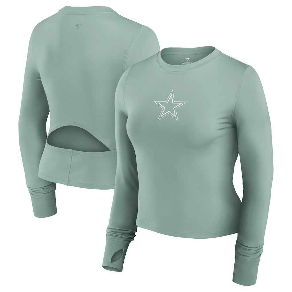 Women's Studio Fitted Long Sleeve Gym Top - Dallas Cowboys