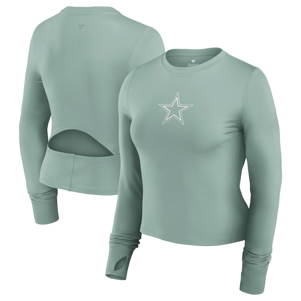 Women's Studio Fitted Long Sleeve Gym Top - Dallas Cowboys