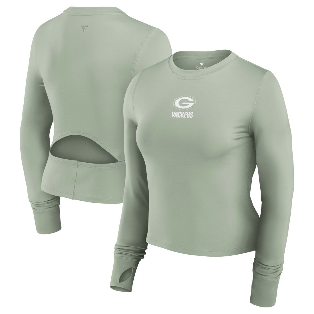 Women's Studio Fitted Long Sleeve Gym Top - Green Bay Packers