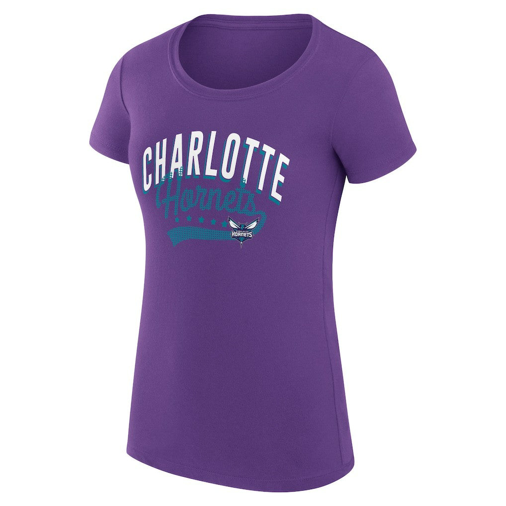 NBA Charlotte Hornets G-III 4Her by Carl Banks Women's Super-Slim Fit Lightweight Filigree Logo T-Shirt - Purple outlet