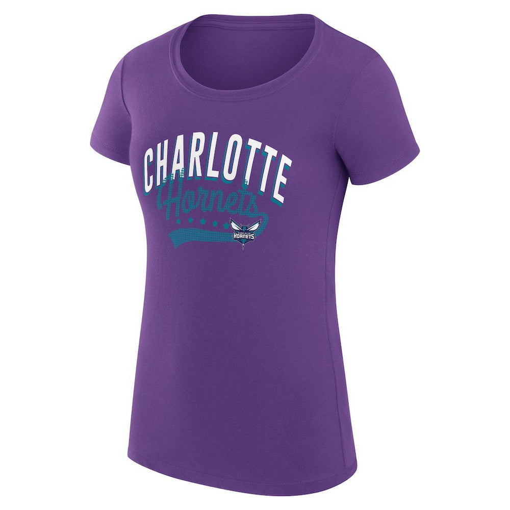 NBA Charlotte Hornets G-III 4Her by Carl Banks Women's Super-Slim Fit Lightweight Filigree Logo T-Shirt - Purple outlet