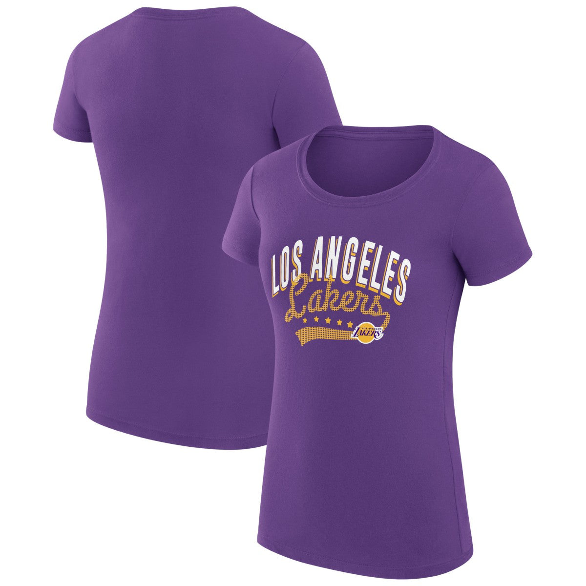 NBA Los Angeles Lakers G-III 4Her by Carl Banks Women's Super-Slim Fit Lightweight Filigree Logo T-Shirt - Purple cheap