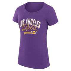 NBA Los Angeles Lakers G-III 4Her by Carl Banks Women's Super-Slim Fit Lightweight Filigree Logo T-Shirt - Purple cheap