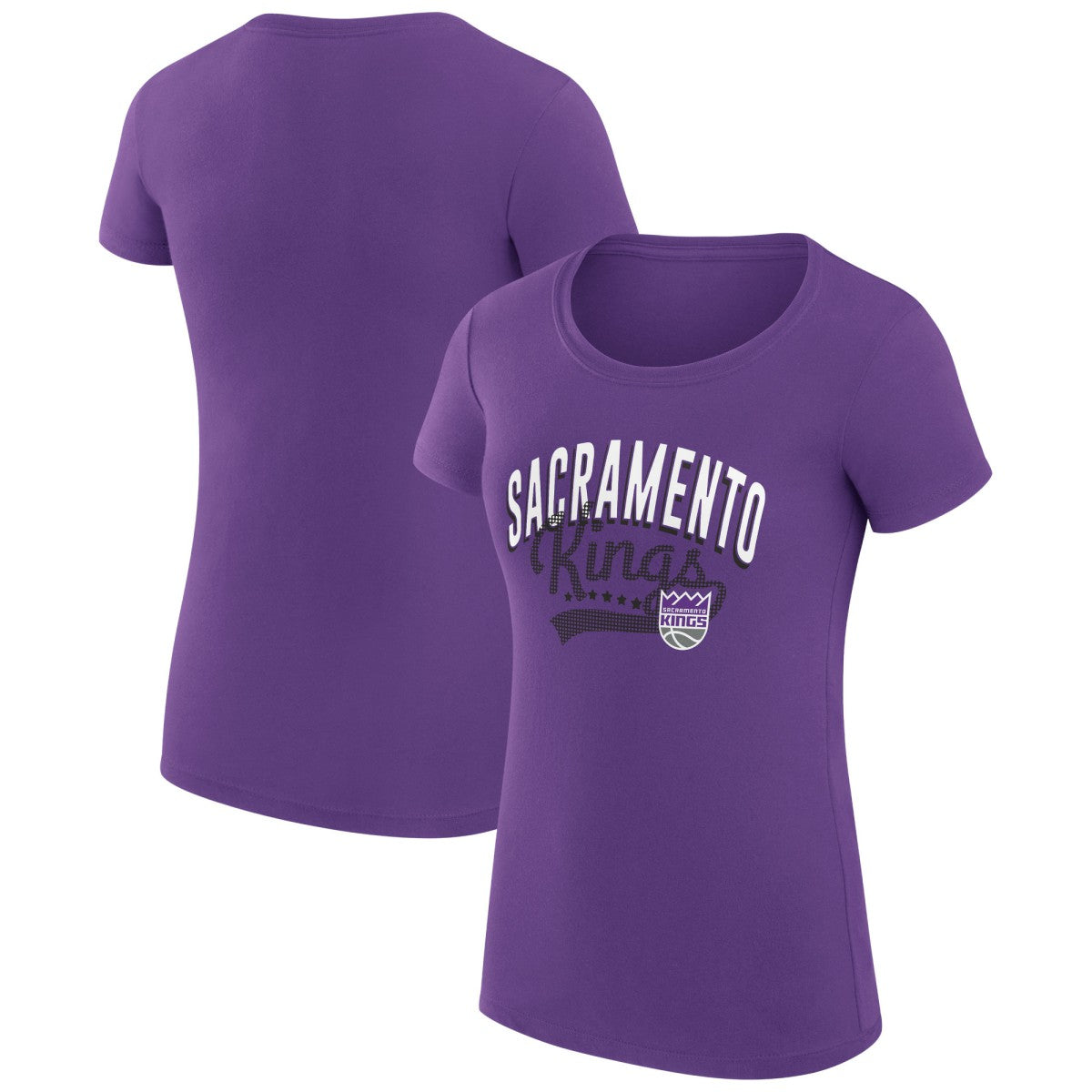 NBA Sacramento Kings G-III 4Her by Carl Banks Women's Super-Slim Fit Lightweight Filigree Logo T-Shirt - Purple online