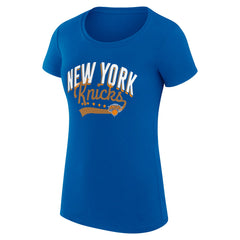NBA New York Knicks G-III 4Her by Carl Banks Women's Super-Slim Fit Lightweight Filigree Logo T-Shirt - Blue discount