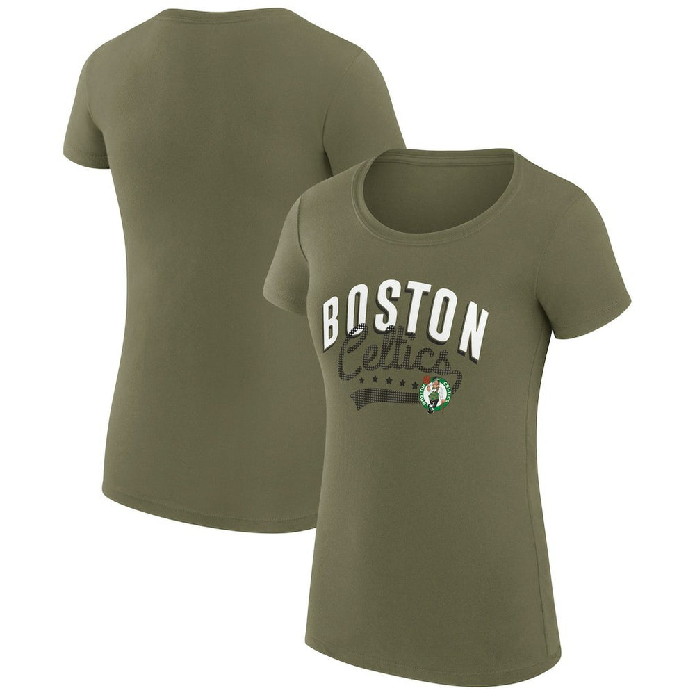 NBA Boston Celtics G-III 4Her by Carl Banks Women's Super-Slim Fit Lightweight Filigree Logo T-Shirt - Olive outlet