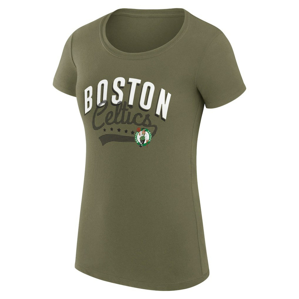 NBA Boston Celtics G-III 4Her by Carl Banks Women's Super-Slim Fit Lightweight Filigree Logo T-Shirt - Olive outlet