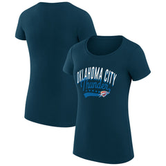 NBA Oklahoma City Thunder G-III 4Her by Carl Banks Women's Super-Slim Fit Lightweight Filigree Logo T-Shirt - Navy for sale