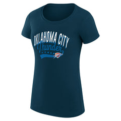 NBA Oklahoma City Thunder G-III 4Her by Carl Banks Women's Super-Slim Fit Lightweight Filigree Logo T-Shirt - Navy for sale