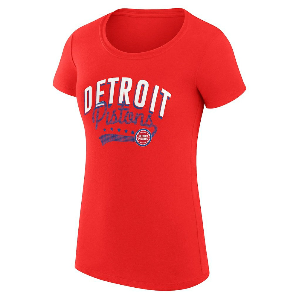 NBA Detroit Pistons G-III 4Her by Carl Banks Women's Super-Slim Fit Lightweight Filigree Logo T-Shirt - Red for sale