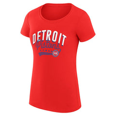 NBA Detroit Pistons G-III 4Her by Carl Banks Women's Super-Slim Fit Lightweight Filigree Logo T-Shirt - Red for sale