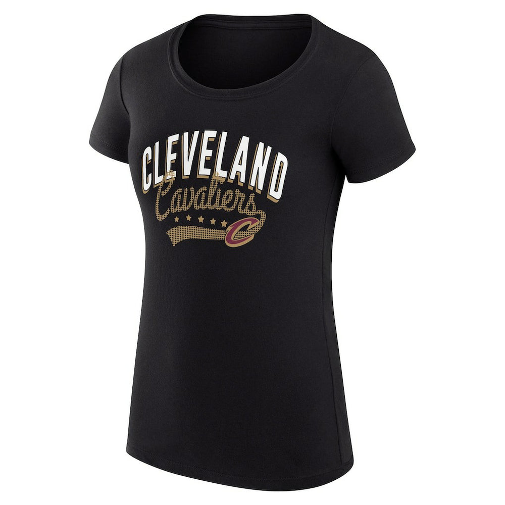 NBA Cleveland Cavaliers G-III 4Her by Carl Banks Women's Super-Slim Fit Lightweight Filigree Logo T-Shirt - Black outlet