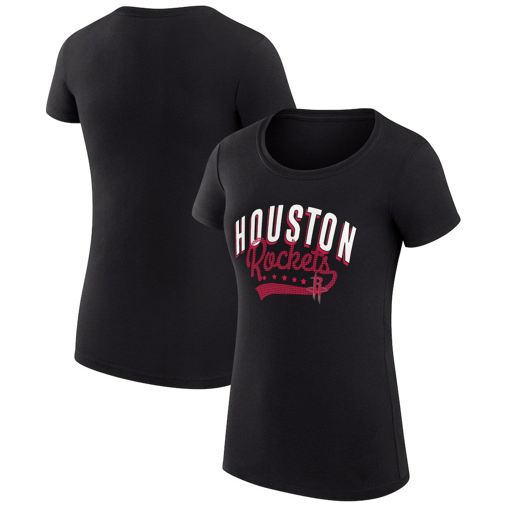 NBA Houston Rockets G-III 4Her by Carl Banks Women's Super-Slim Fit Lightweight Filigree Logo T-Shirt - Black on sale