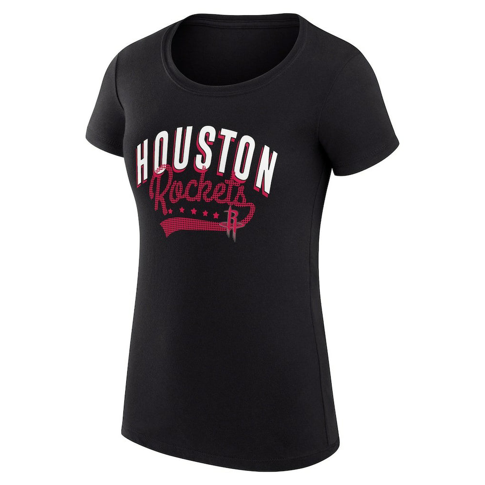 NBA Houston Rockets G-III 4Her by Carl Banks Women's Super-Slim Fit Lightweight Filigree Logo T-Shirt - Black on sale