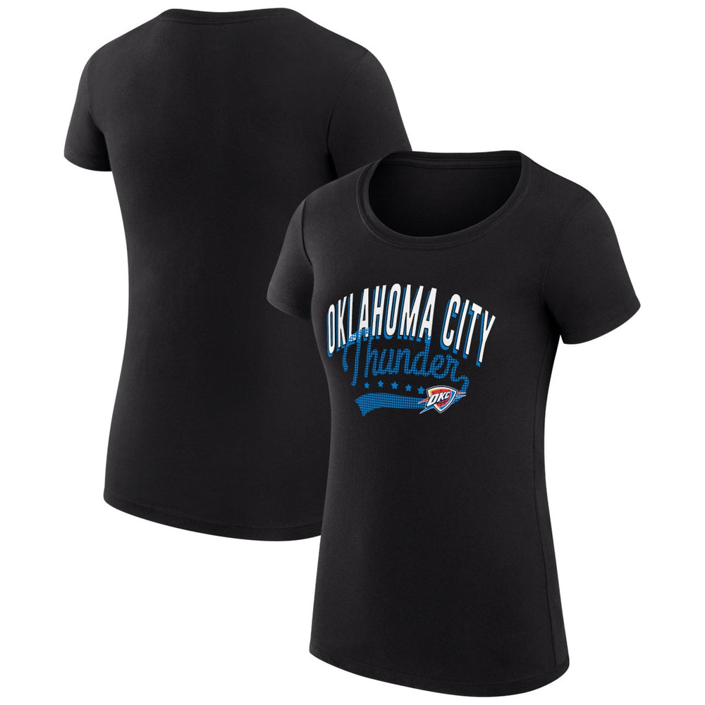 NBA Oklahoma City Thunder G-III 4Her by Carl Banks Women's Super-Slim Fit Lightweight Filigree Logo T-Shirt - Black for sale