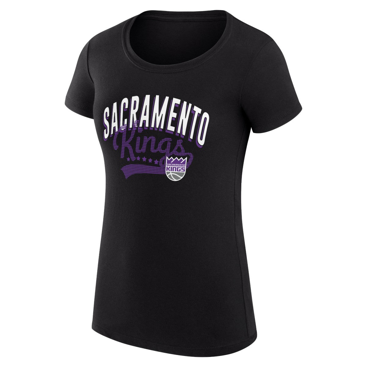 NBA Sacramento Kings G-III 4Her by Carl Banks Women's Super-Slim Fit Lightweight Filigree Logo T-Shirt - Black discount