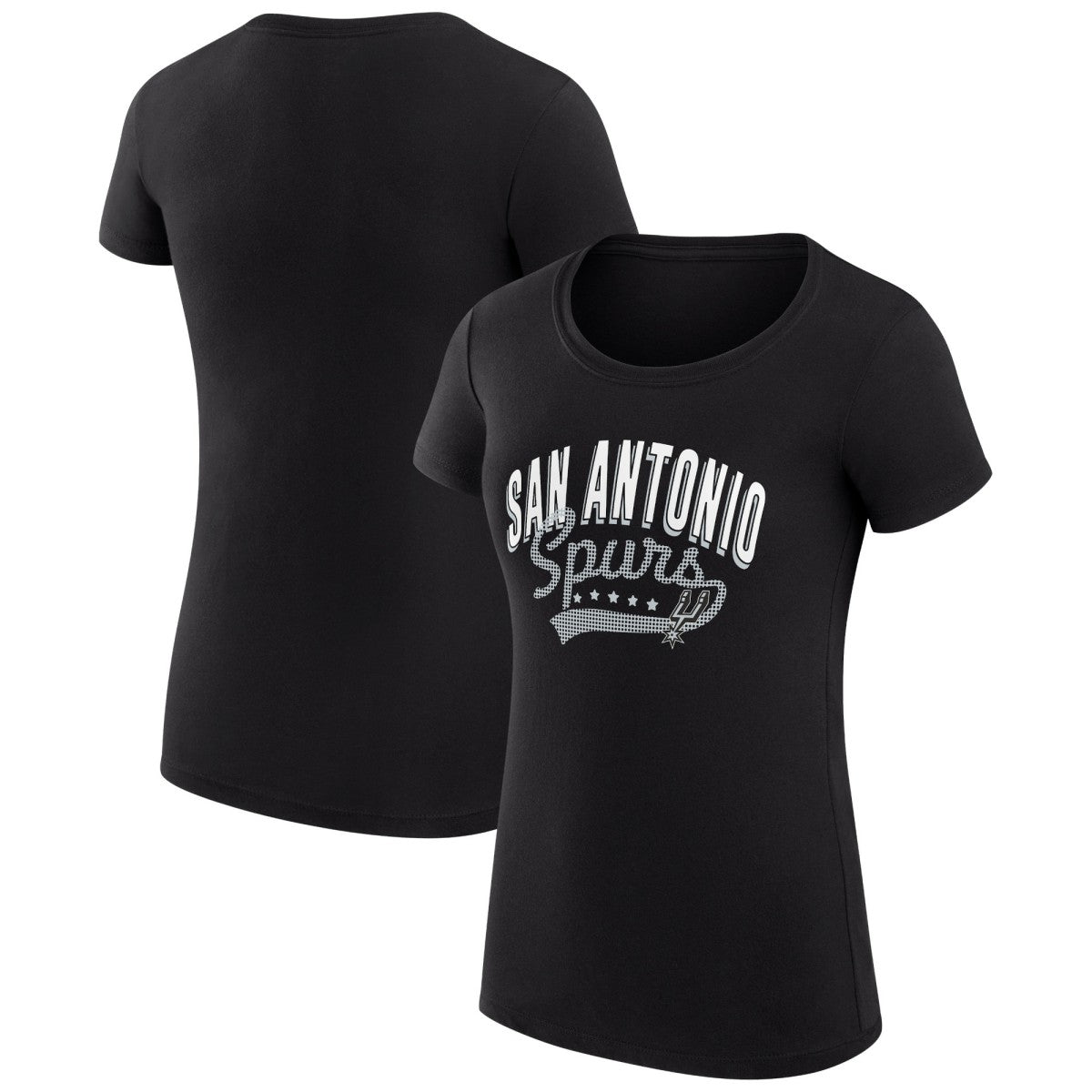 NBA San Antonio Spurs G-III 4Her by Carl Banks Women's Super-Slim Fit Lightweight Filigree Logo T-Shirt - Black on sale
