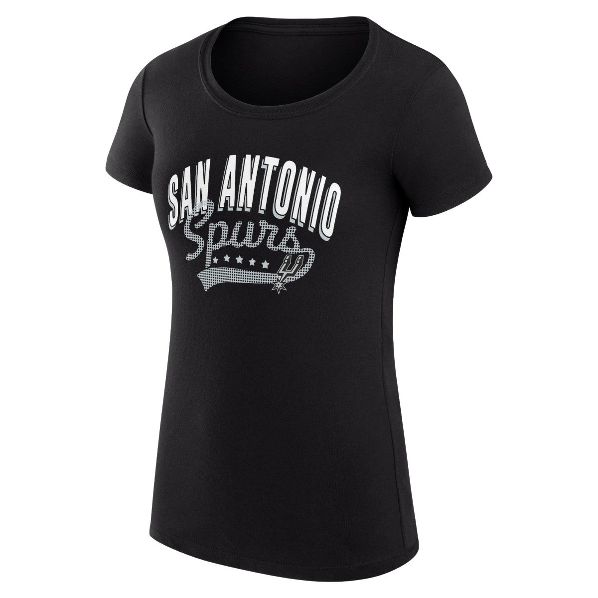 NBA San Antonio Spurs G-III 4Her by Carl Banks Women's Super-Slim Fit Lightweight Filigree Logo T-Shirt - Black on sale